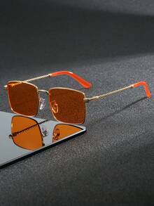 1 par de gafas de metal con diseño de polígono retro y elegante para hombres, adecuadas para viajes al aire libre, decoración de fiestas, vacaciones en la playa, que te harán el centro de atención en la calle