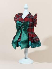 Bộ 1 váy voan cho thú cưng kèm nơ, váy cưới in họa tiết dễ thương cho thú cưng, váy công chúa lưới co giãn cho chó và mèo. - Nhiều màu - Xem 4