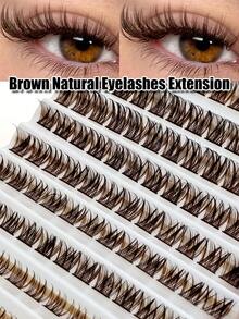 120 Pcs D Curl Brown Natural Eyelashes Extension Thick False Eyelashes,Soft Fluffy And Wispy Faux Mink Lashes,For Daily Style Eye Makeup Suitable For Easter, Mother's Day, Back-To-School Season, Birthday Gifts Reusable Brown Individual Lashes Makeup