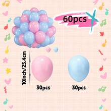 60pcs Pink And Blue Latex Balloons, 10 Inch Cute Pink And Blue Balloons, Suitable For Boys Or Girls To Decorate Birthday Parties, Gender Revealing Balloons, Wedding Decor, Baby Showers, Baby Parties, Anniversary Celebrations, Romantic Atmosphere Decorations. - Multicolor - View 7