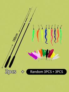 1 st, 1,8 m 4-delad utdragbar kattleksaksfiskspö, kan svängas i alla riktningar, brett räckvidd för att stimulera katternas lekfullhet