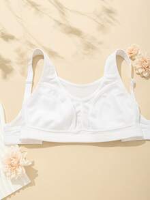 Wingslove 大码高强度运动文胸，女士款，无钢圈无衬垫全罩杯，宽肩带U型后背设计，透气舒适，适合跑步、健身房锻炼。 - 白色 - 查看 7