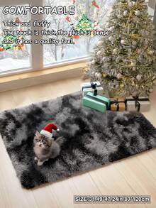 1 块扎染深灰色客厅和卧室地毯，柔软舒适的长毛绒地毯，现代简约北欧风格房间装饰，蓬松舒适的奶油色长毛绒地毯，秋冬季节礼物，毛茸茸的圣诞节/万圣节/情人节装饰，易于护理的客厅、沙发、床边地毯