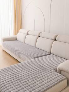 1 Stück gestepptes Flanell Sofakissen, rutschfeste Sofa Sitzauflage, geeignet für ein-/zwei-/drei-/viersitzige Sofas und Chaiselongues, waschbar, moderner Stil, ganzjährig verwendbar, Wohndekoration - Hellgrau - Übersicht 2