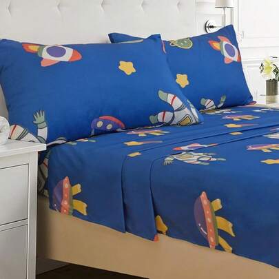 NANWEI Juego de Sábanas de 4 Piezas, Sábanas Matrimonial de Microfibra de Hotel Doble Cepillado, Sábanas de Suaves Hipoalergénicas (Azul Oscuro, Matrimonial)