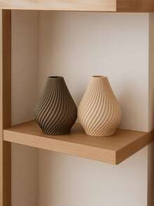 1pc Unique Textured Plastic Vase With Artificial Reed Grass, Modern Style Beige Water Drop Shaped Home Decor, Delicate Details, Suitable For Living Room, Spring Wall Decor Centerpiece, Rustic Ceramic Style Room Decoration Glass Vase - Multicolor - View 2