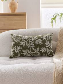 غطاء وسادة مطرز بورقة خضراء، مناسب للديكور الداخلي، غطاء وسادة لجميع المواسم، لا يشمل إدراج الوسادة - أخضر - مشاهدة 10