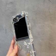 TLL  For Samsung Galaxy Z Flip 7 FE Z Flip 6 Case3D Cute Heart Bow Pattern Light Luxury Clear Shiny Aluminum Foil Protective Cover With Jeweled Diamond Bracelet For Galaxy Z Flip 6 Case Woman2574 - 無色 - 查看 5