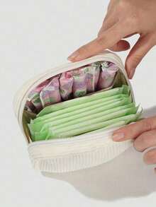 Multi-Coloured Tampon Storage Bag Pink Sanitary Napkin Storage Bag Portable Storage Bag Large Capacity Simple Style Used To Store Sanitary Napkins Panty Liners And Tampons A Necessity For Girls A Good Choice For Going Out Stripe Series Makeup Bag Travel School Supplies Travel Essentials Make Up Bag Holiday Essentials Cosmetic Bag Makeup Bags Makeup Pouch Makeup Organizer Make Up Organizer Makeup Storage Vacation Travel Bag For Women - Multicolor - View 3