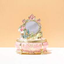 1pc Enamel Crafted Jewelry Box, Creative Princess Vanity Trinket Organizer With Mirror, Jewelry Storage Box, Birthday Gift - Nordic Style - View 15