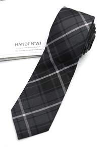 1 件格子领带，休闲街头风格男女通用领带，适合日常、派对、礼物