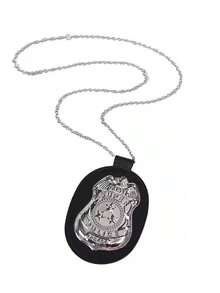 Distintivo Policial Luxo Com Corrente Para Fantasia - policia - Visão 4