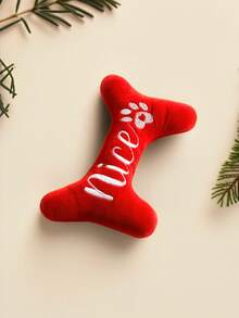 1pc Pet Sound Toy, Dog Toy, Bone Shaped Christmas Element Toy, Dog Christmas Toy With Sound, Interactive Pet Toy