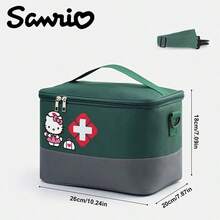 Sanrio 1 حقيبة تخزين الأدوية من سانريو - منظم من قماش الأكسفورد ذو سعة كبيرة وأقسام متعددة للاستخدام المنزلي والسفر والمستشفى والخارجي
