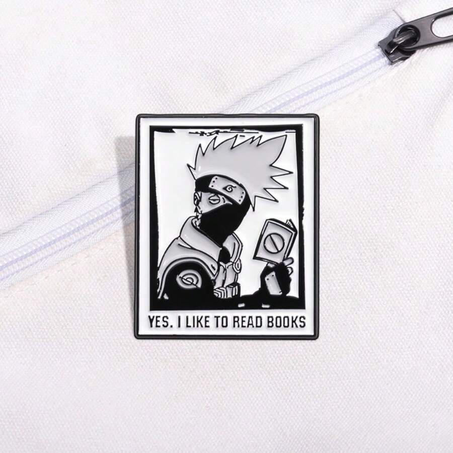 1PC Japanese Style Anime  Character Portrait Peripheral Metal Badges, Personalized Black And White Cartoon Geometric Brooch Accessories - QHXZ1896 - View 1