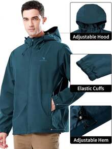 CAMELSPORTS - chamarra impermeable de softshell para hombre, chamarra cortavientos con capucha ligera para senderismo al aire última intervensión - Azul1 - Ver 2
