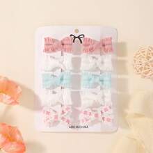 10pcs Solid Color Printed Bow Hair Clips Set, Versatile Baby Hair Accessories For All Seasons