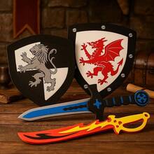 12 Pack Foam Swords And Shields Playset Medieval Combat  Warrior Weapons Costume Role Play Accessories For Party Favors TAOWKI1 - Gói 4 - Xem 5