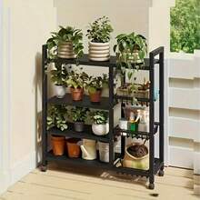 Adjustable 4-Tier Metal Storage Rack With 3 Baskets, Vertical Organizer Shelf For Kitchen, Bathroom, Garage