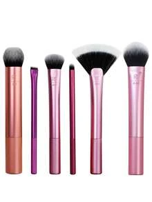 Real Techniques Artist Essentials Makeup Brush Set, For Foundation, Powder Blusher,Blush, Highlighter, Eyeshadow, & Liner, Professional Makeup Tools, Synthetic Bristles, Vegan & Cruelty-Free, 6 Piece Set,Brush Set,Makeup Brush Kit,Make Up Brush Set,Make Up Set Complete,Makeup Brush Set,Complete Makeup Kit,Brush Kit,Brushes Makeup Set,Makeup Gift Set - Pink - View 1