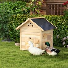 PawHut Wooden Duck House, Poultry Coop With Double Doors, Openable Roof - Màu vàng - Xem 1