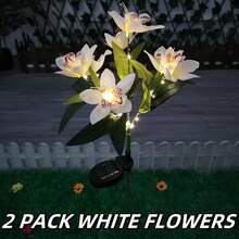 1/2/4PCS Solar Lights Outdoor Garden Decor - Upgraded Solar Garden Lights With 7 Powered Orchid Lights, Solar Outdoor Lights Solar Decorative Lights For Garden, Patio, Yard, Gifts For Mother(Pink, White, Orange, Yellow, Red, Purple) - 蘭花 - 查看 9