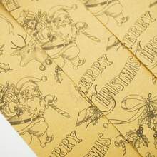 6 pezzi Set di carta da regalo natalizia in carta kraft con Babbo Natale - Adatto per incartare regali, avvolgere profumo, confezionare vestiti, decorazione domestica, arti e mestieri, fai da te, borse per confezioni, decorazioni per compleanni, matrimoni, feste, ideale per decorazioni natalizie e di festa