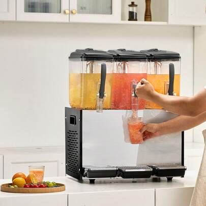 Dispensador de bebidas comerciales de 12 l x 3 tanques Dispensador de bebidas frías, jugos y hielo