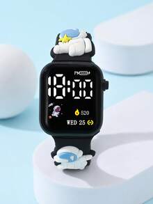 1-Piece Boy's Watch - An Astronaut Space Man Planet Element Square Children's Watch With LED Digital Wristband Clock. Affordable For The Back-To-School Season. Suitable For Students. Fashionable School Supplies Electronic Watch. Suitable For Daily Life, Going To School, Parties, Traveling, And As A Birthday Gift For Friends. The Perfect Gift For Boys. - Multicolor - View 2