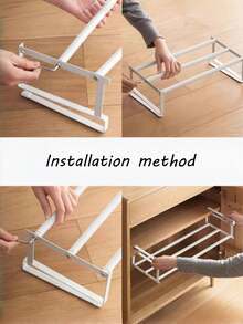 1pc Expandable Shoe Rack, Home Adjustable Shoe Cabinet With Layered Shelves, Hanging Storage Basket, Cabinet With Divider Shelves, Space-Saving Layered Shelves For Storing Shoes In Home Cabinets, Hanging Storage Rack - Multicolor - View 7