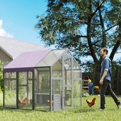  PawHut Large Walk In Chicken Run For 6-8 Poultries, 1.7 X 1.8 X 1.8 M