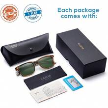 CARFIA Gafas de sol polarizadas para hombre con protección UV400 para conducir, pescar, ir de excursión y jugar al golf - 1: Montura Negra + Lente Gris - Ver 8