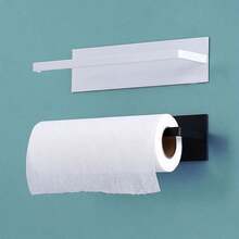 Estante para papel de cocina sin taladrar, estante de almacenamiento de toallas de papel, estante para rollos de papel de gabinete, estante para toallas de papel de gabinete sin taladrar, estante colgante para trapos y película adherente
