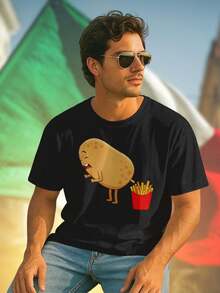Funny Potato Fries T Shirt Uomo Maglietta Divertente Moda Casual Estiva Idea Regalo Stampa Originale Look Giovane Novità Offerta Imperdibile