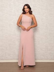 Women's Long Dress With Slit For Parties Weddings Graduations Dinners - Rosa Oxidada - Ver 8