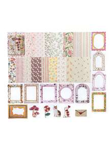 MOCARD 45 张/包压花花卉剪贴簿纸，复古 DIY 装饰非粘性材料纸，节日礼物，手工拼贴用品，个性化剪贴簿规划创意学校文具 - 粉色 - 查看 10