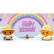 Cartoon Plim Kids 1 Year Old Party Decoration Baby Baptism Cute Pig Rainbow Custom Circus Tapestry Background Banner Photo (Multiple Styles) - E - View 1