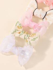 10pcs Solid Color Printed Bow Hair Clips Set, Versatile Baby Hair Accessories For All Seasons