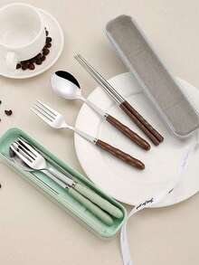 Bộ dao nĩa 3 trong 1 có thể tái sử dụng, dụng cụ cắm trại kèm hộp đựng, bao gồm thìa, dao và dĩa, bộ dao nĩa du lịch di động, hộp nhựa, thích hợp cho du lịch, dã ngoại, cắm trại hoặc sử dụng hàng ngày, tuyệt vời cho học sinh, du lịch và nhà bếp, vật dụng thiết yếu cho năm học mới. - Nhiều màu - Xem 2