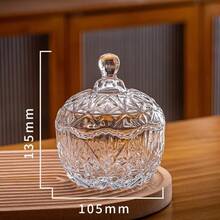 1 件奢华、复古、高端玻璃化妆品展示托盘，皇冠形浮雕复古水晶容器，咖啡玻璃糖果储物罐，密封罐，适用于假日海滩、浴室收藏、卧室收藏，大容量 - 彩色 - 查看 17