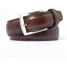 Genuine Leather Dress Belts For Men - Mens Belt For Suits, Jeans, Uniform With Single Prong Buckle - 1233 干邑 - 查看 9