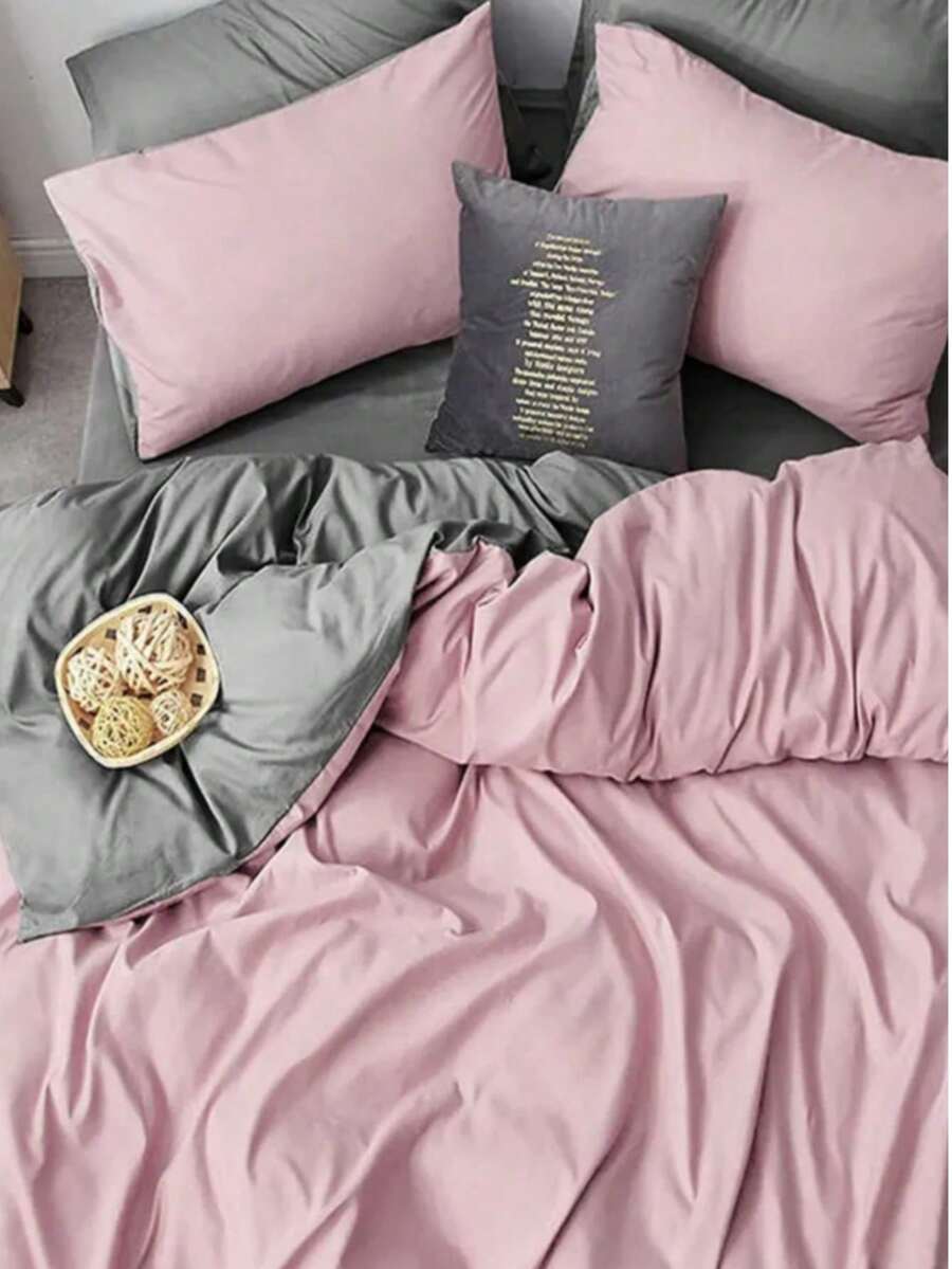 100% Cotton Double Size Duvet Cover Set – 200x220 Cm Duvet Cover, 160x200+30 Cm Fitted Sheet, 50x70 Cm Pillowcases – Soft, Breathable – MADE IN TURKEY - Dusty Pink - View 1
