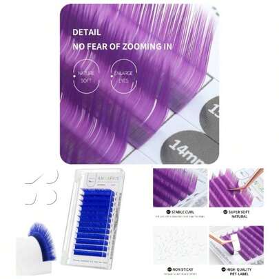 Extensin de pestaas de color azul clsico, 0, 07 C, 8 15 mm, volumen mixto, pestaas postizas individuales con color azul clsico, 0, 07 C, 8 15 mm, mezcla