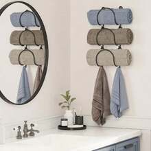 1 pièce/3 pièces/5 pièces Porte-serviettes mural en fer forgé sans perçage, Porte-serviettes pratique, Porte-serviettes, Convient pour la salle de bain, la cuisine, la décoration du salon