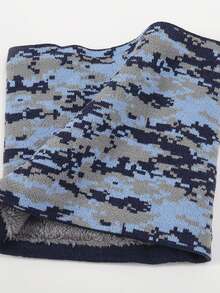 1pc Classic Striped Camouflage Print Thermal Lined Neck Warmer, Casual Cold-Proof Unisex Scarf, Suitable For Daily Wear, Autumn/Winter