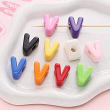 20pcs Multicolor Large Hole Acrylic Letter Beads, Handmade Decorative Letter Spacer Beads For Necklace Accessories, DIY Jewelry, Phone Chain, Jewelry Making, Beading Supplies - DIY - View 27