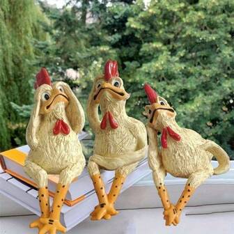 Funny Chicken Fence Decor Statues Resin Garden Farm Yard Chicken Hen Sculpture Art Craft Courtyard Housewarming Home Decoration
