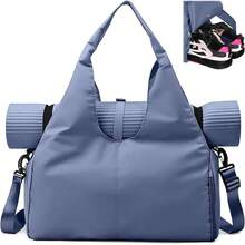 Yoga Maleta Deportiva Bolsa de Deporte Gym con Compartimento para Zapatos y Bosillo Impermeable, con Neceser y Funda para Zapatos, Bolsa de Viaje Impermeable para Entrenamiento, Deporte, Yoga (Azul) - azul - Ver 8