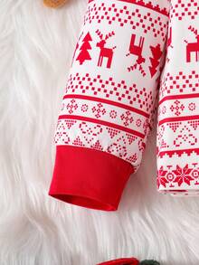 2件套男童圣诞印花圆领上衣+休闲裤套装 - 紅白色 - 查看 8