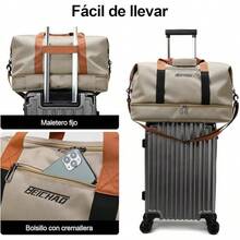 Maleta Deportiva,Compartimento para Zapatos y Bosillo Impermeable,Incluye bolsa de maquillaje,toalla y bolsa organizadora de regalo,Mujer y Hombre,para Viajes,Gym (B-Rosa) - D-Caqui - Ver 5